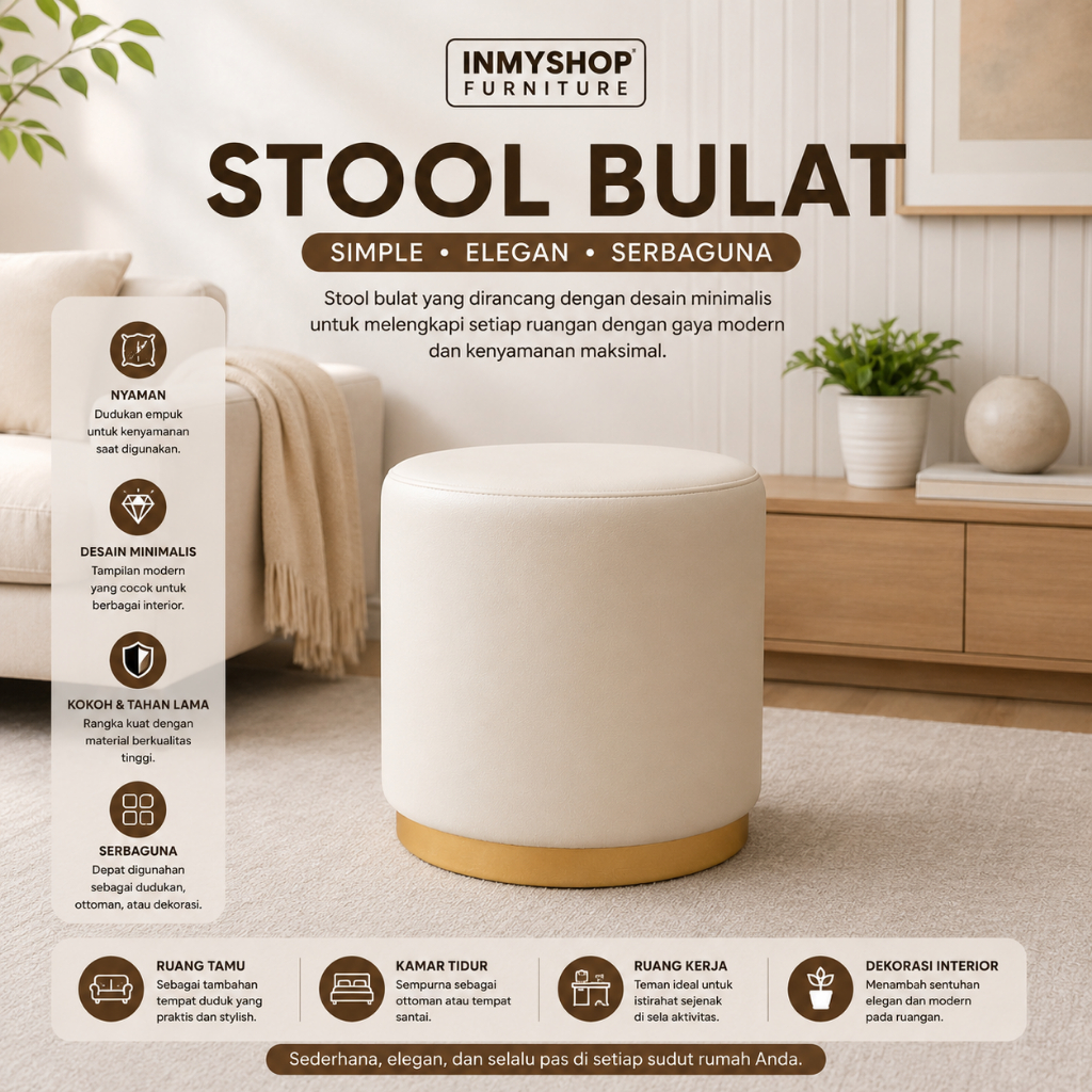 stool bulat / kursi makeup / bench bulat / sofa bulat / puff bulat / sofa custom / sofa minimalis / 