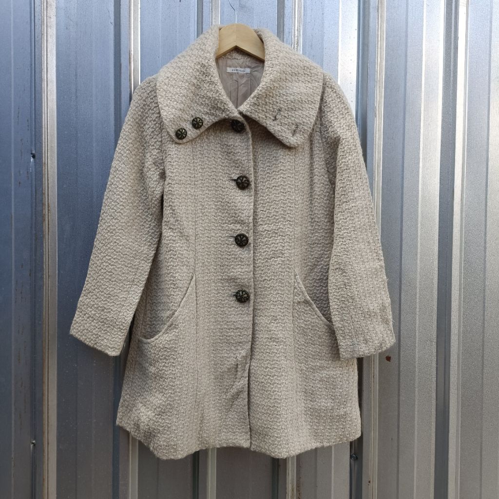 AXES FEMME Coat Wool Kawaii Y2K Vintage Big Collar