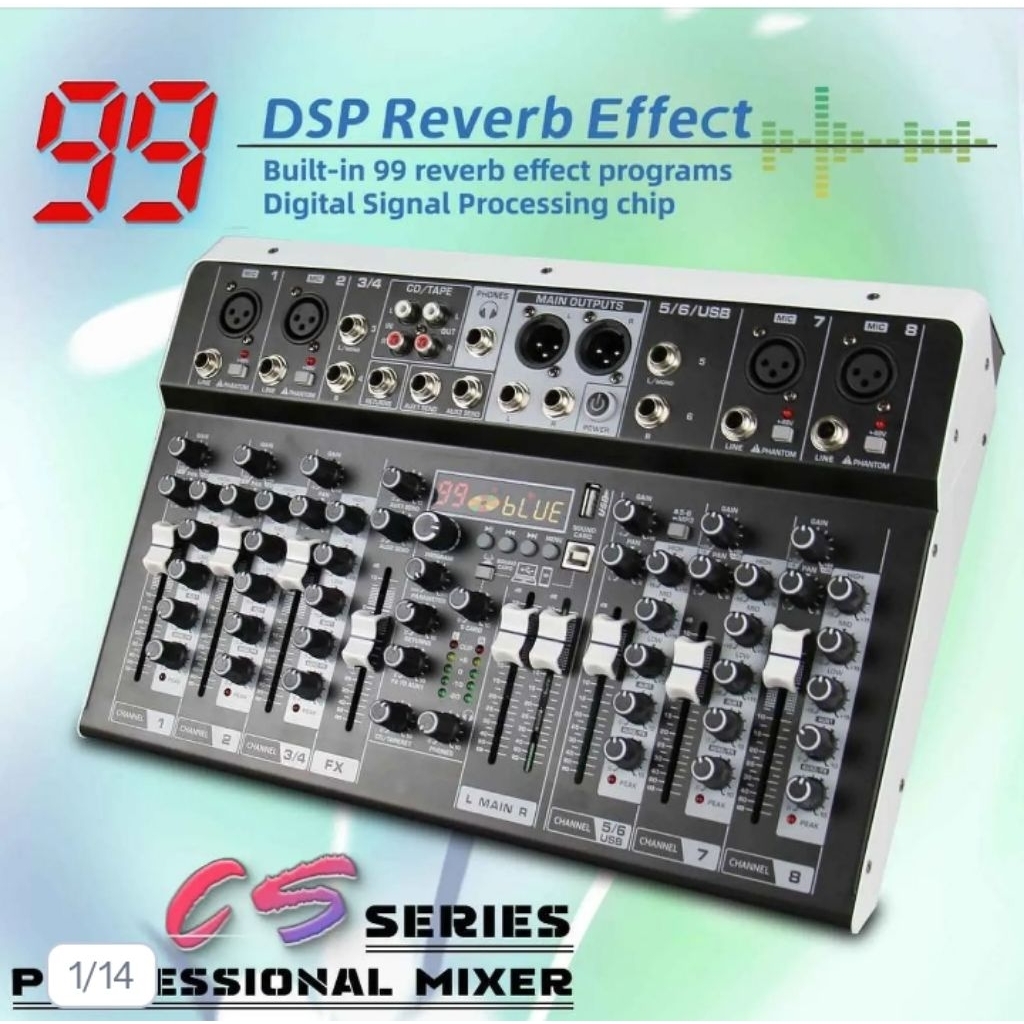 mixer audio morefand CS8 effect 99 dsp blutut sudah include kabel sound card