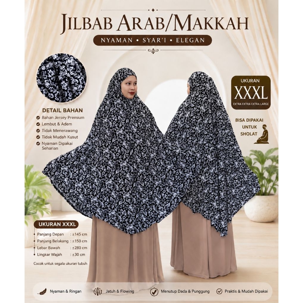 JILBAB | MAKKAH | KERUDUNG | ARAB | DUBAI | JUMBO | BERGO | XXXL