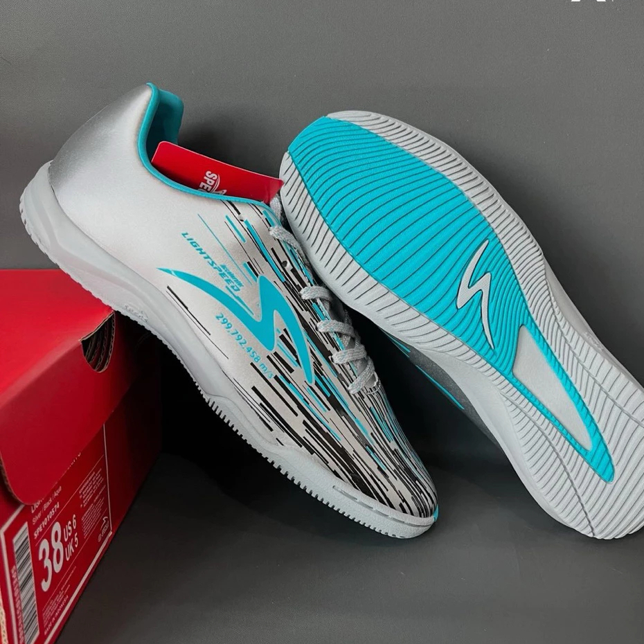 [READY]Futsal Specs Accelerator Lightspeed Reborn FG IN - Silver Black Aqua LS Reborn