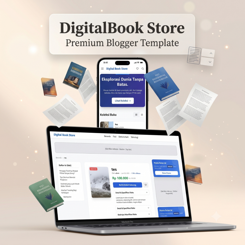DigitalBook Store - Template Blogger PWA Khusus Jualan Eletronik Book & Adsense