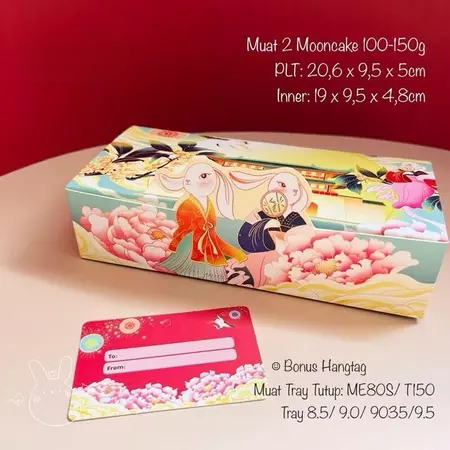 Kotak Mooncake Box Kue Bulan Dus Pia Box Isi 2 Box Mooncake 100 Gram - 125 Gram Kotak Packaging Hamp
