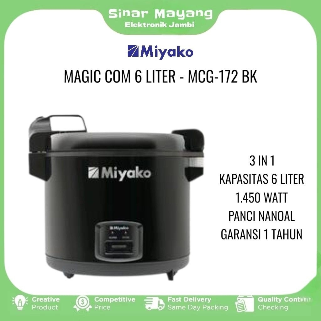 Magic Com MIYAKO MCG-172 BK/ Magic Com Jumbo 6 Liter MIYAKO/ Garansi Resmi MIYAKO