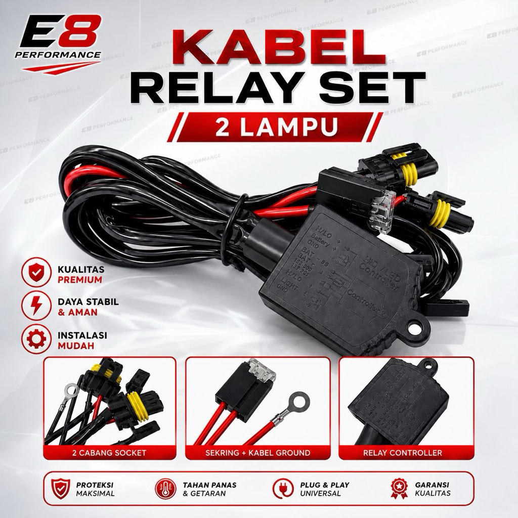 Kabel Relay Set Super H4 2 Lampu Relay Set Biled 2 Biled Universal Pnp Original