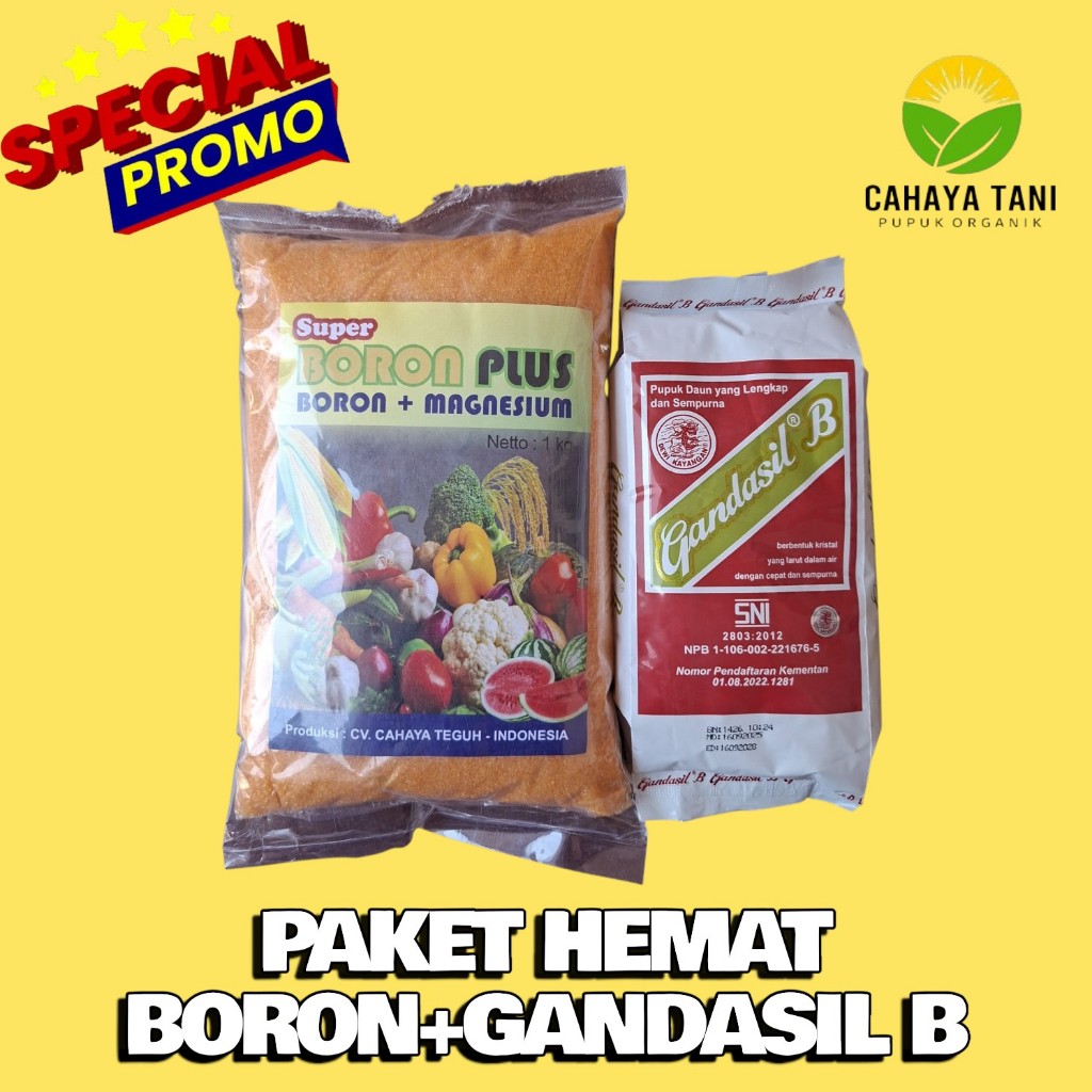 PAKET HEMAT!!! Pupuk Boron Plus Boron+Magnesium 1kg+Gandasil B 500gr
