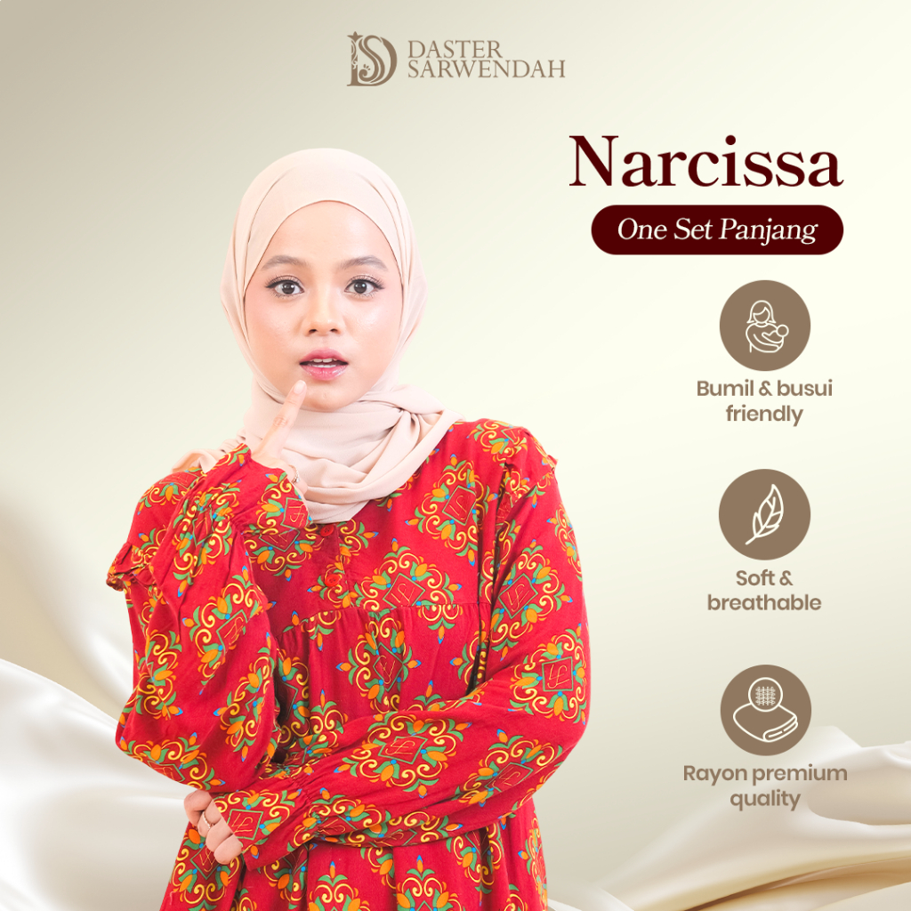 Daster Sarwendah - NARCISSA - One Set Panjang - Rayon Premium