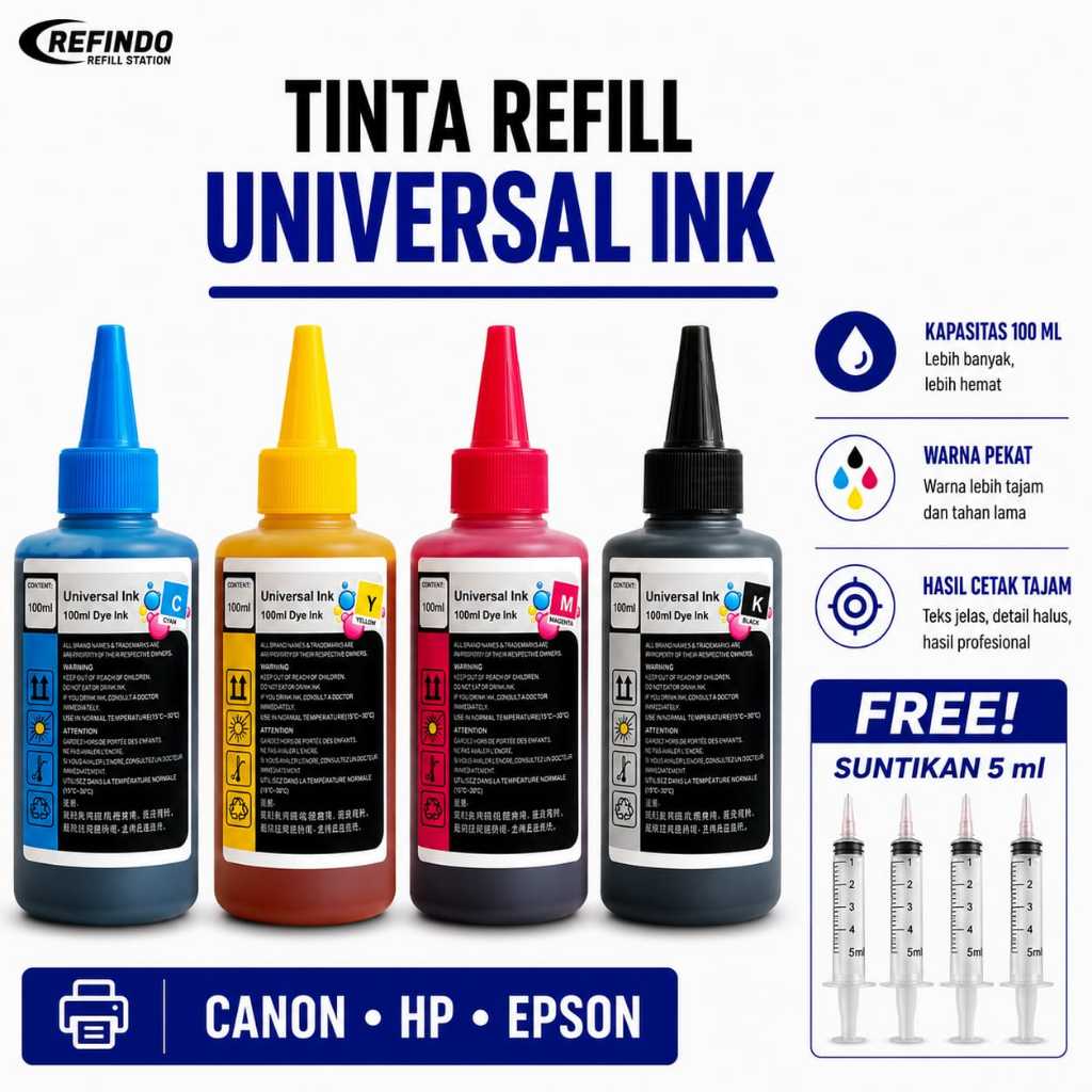 Tinta Refill Cartridge Printer HP 680 678 802 803 682 46 + Spuit