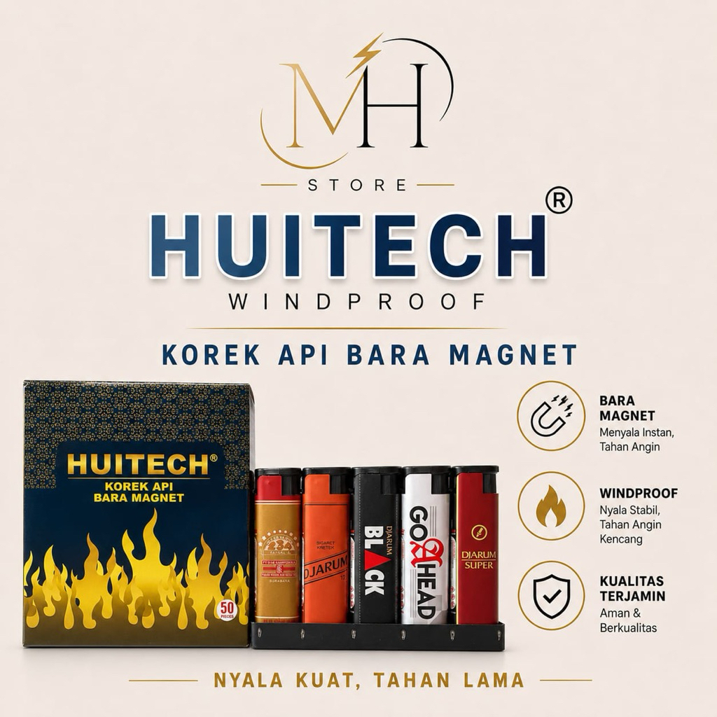 Korek Api Bara 50 Pcs 1 Box Huitech Windproof Premium Lighter 03 Jeans