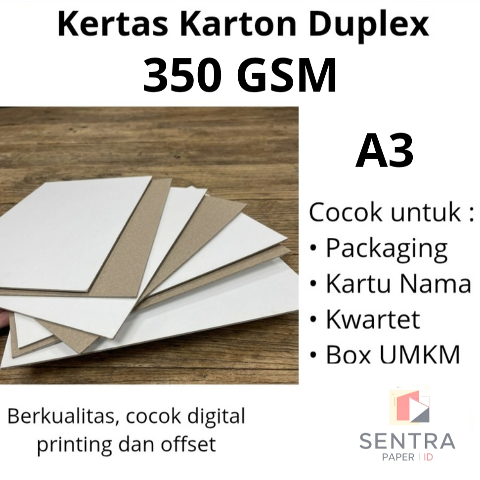 Kertas Karton Duplex Premium 350 GSM A3 Isi 30 Lembar | Untuk Kemasan Produk, Box Makanan & Cetak