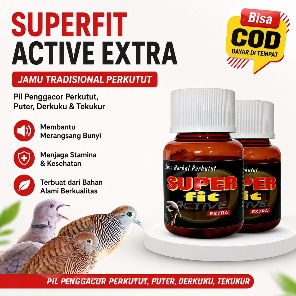 SUPERFIT Active Extra ISI 100 PIL Jamu Tradisional Burung Perkutut Meningkatkan Birahi & Power Cocok
