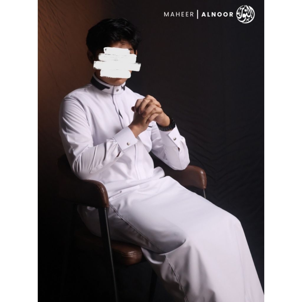 Jubah Gamis Al Noor / Jubah Putih Hitam Al Noor / Gamis Muslim Merk Al Noor  / fashion Muslim  / Jub