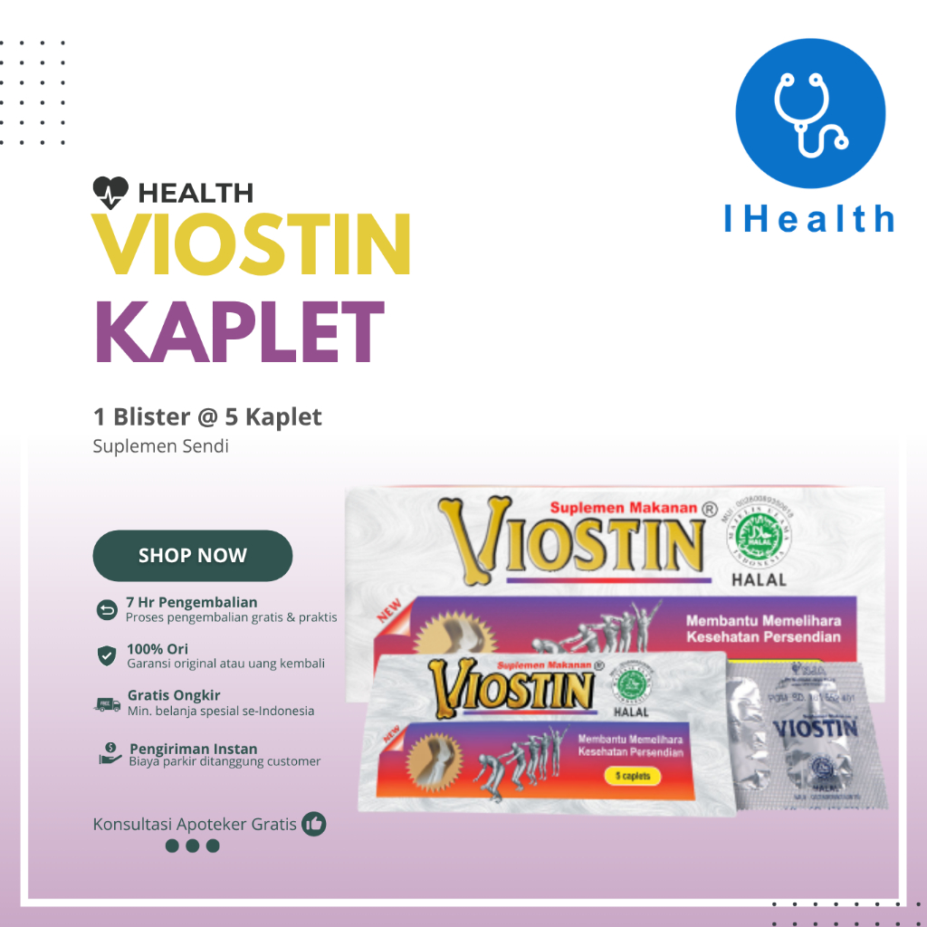 Viostin Halal 1 Strip @ 5 Kaplet Supplemen Meredakan Nyeri Sendi