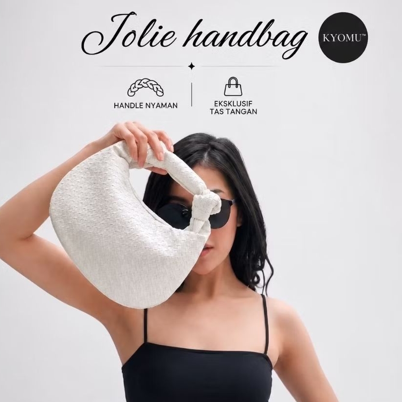 KYOMU" Tas Tangan Handle Nyaman Wanita Jolie Kulit Anyaman
