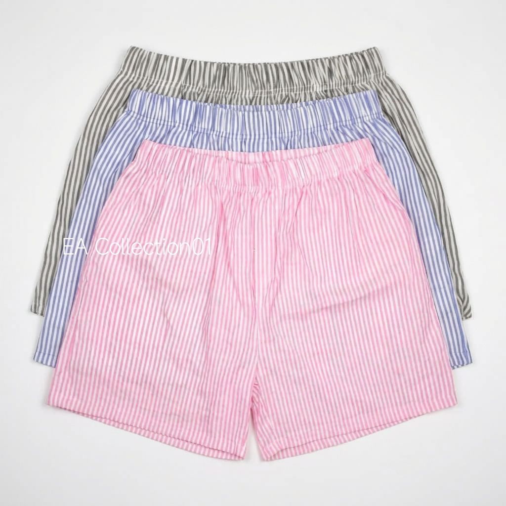 CELANA PENDEK PRIA WANITA KOLOR BOXER MOTIF GARIS GARIS SALUR