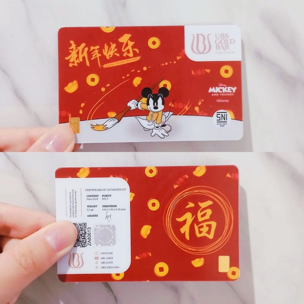 Logam Mulia UBS Gold 0.1 gram disney mickey chinese new year imlek