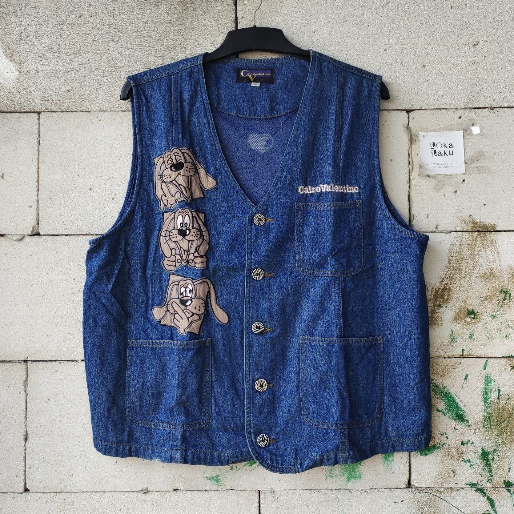 Calro Valentino Jeans Denim Vest Rompi Unisex