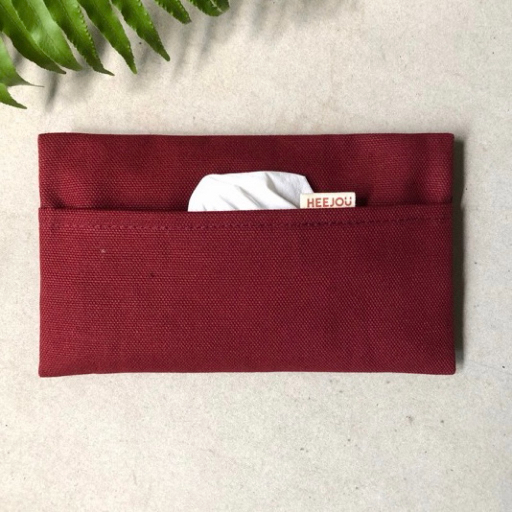 Heejou Tempat Tisu Kanvas Polos / Canvas Travel Tissue Pouch - Maroon Burgundy