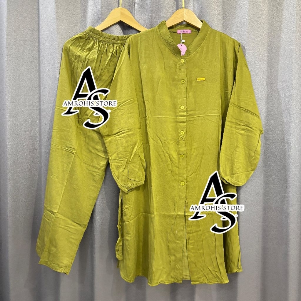 Setelan Long Tunik Rayon Twill Premium Model Terbaru Kekinian