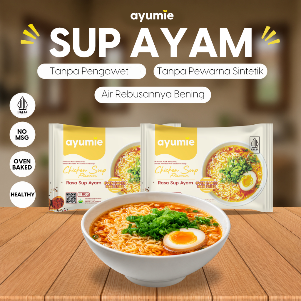 Ayumie Chicken Soup 20 Pack – Mie Instan Sehat Tanpa MSG & Kemasan Kardus