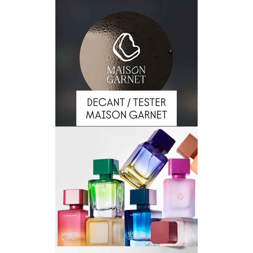 decant maison garnet size 0,5 ml mugunghwa peach, dawn by the garden,dusk the bay, snow peony, pure 