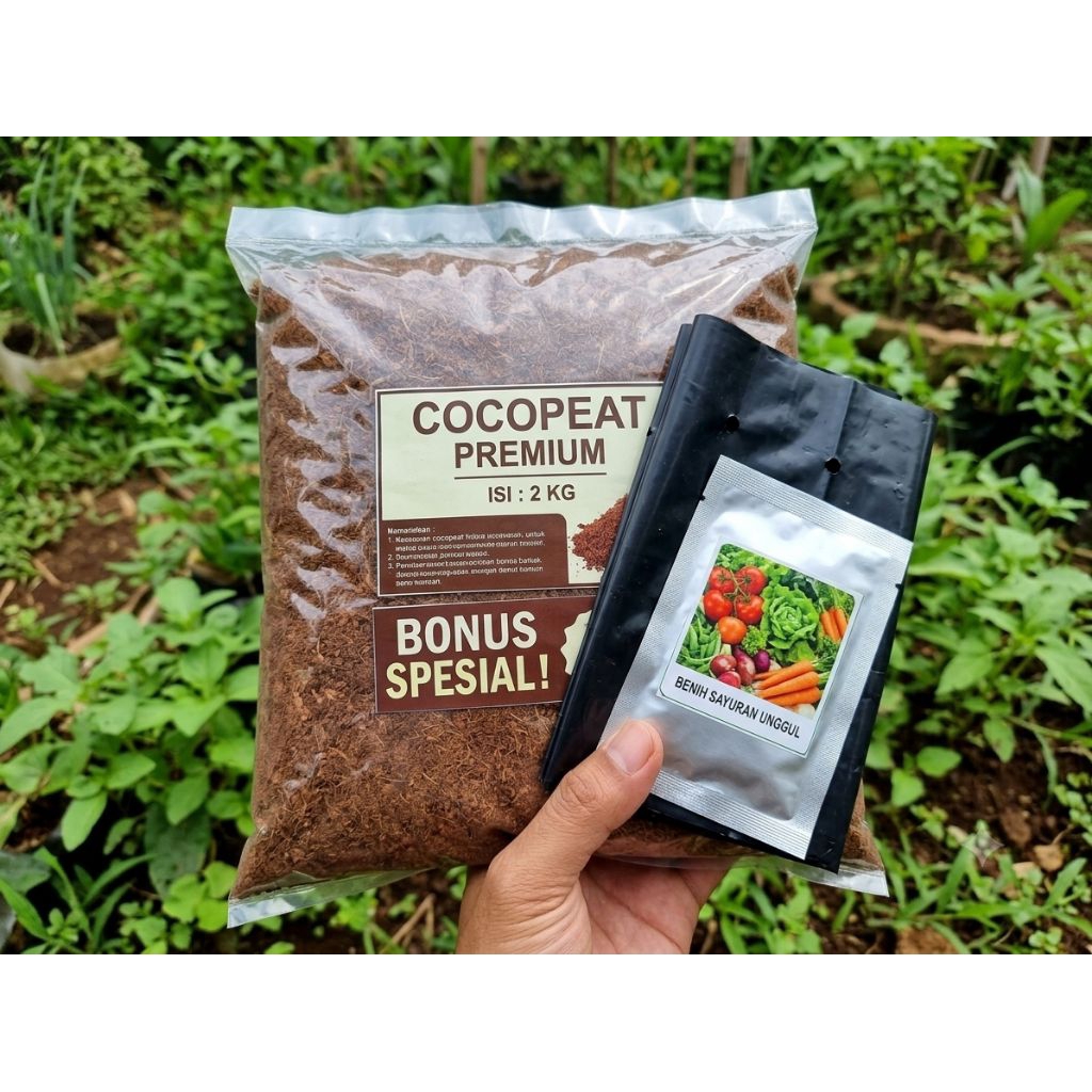 Paket Lengkap Kebun: Cocopeat 2,5 kg + Bonus 2 Polybag & Bibit Tanaman Siap Tanam