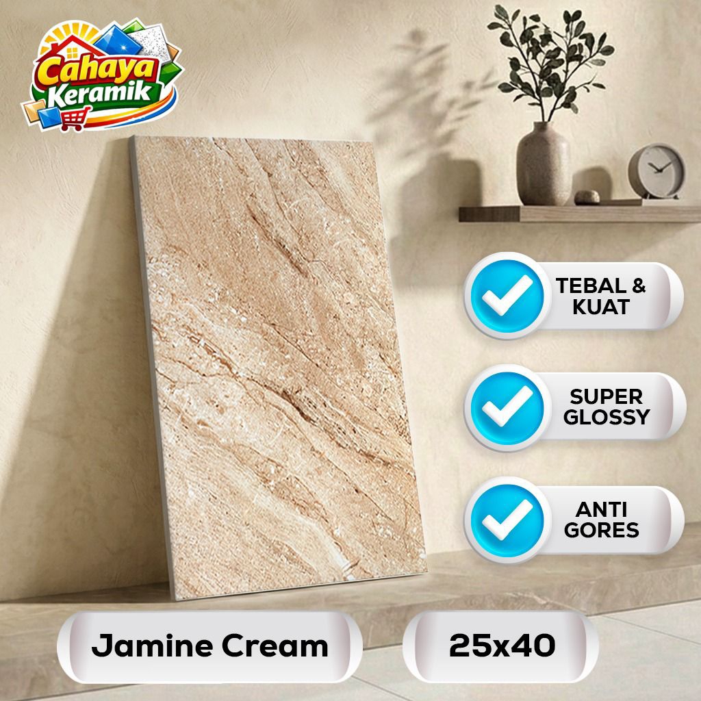 Keramik dinding Glossy Jasmine cream 25x40