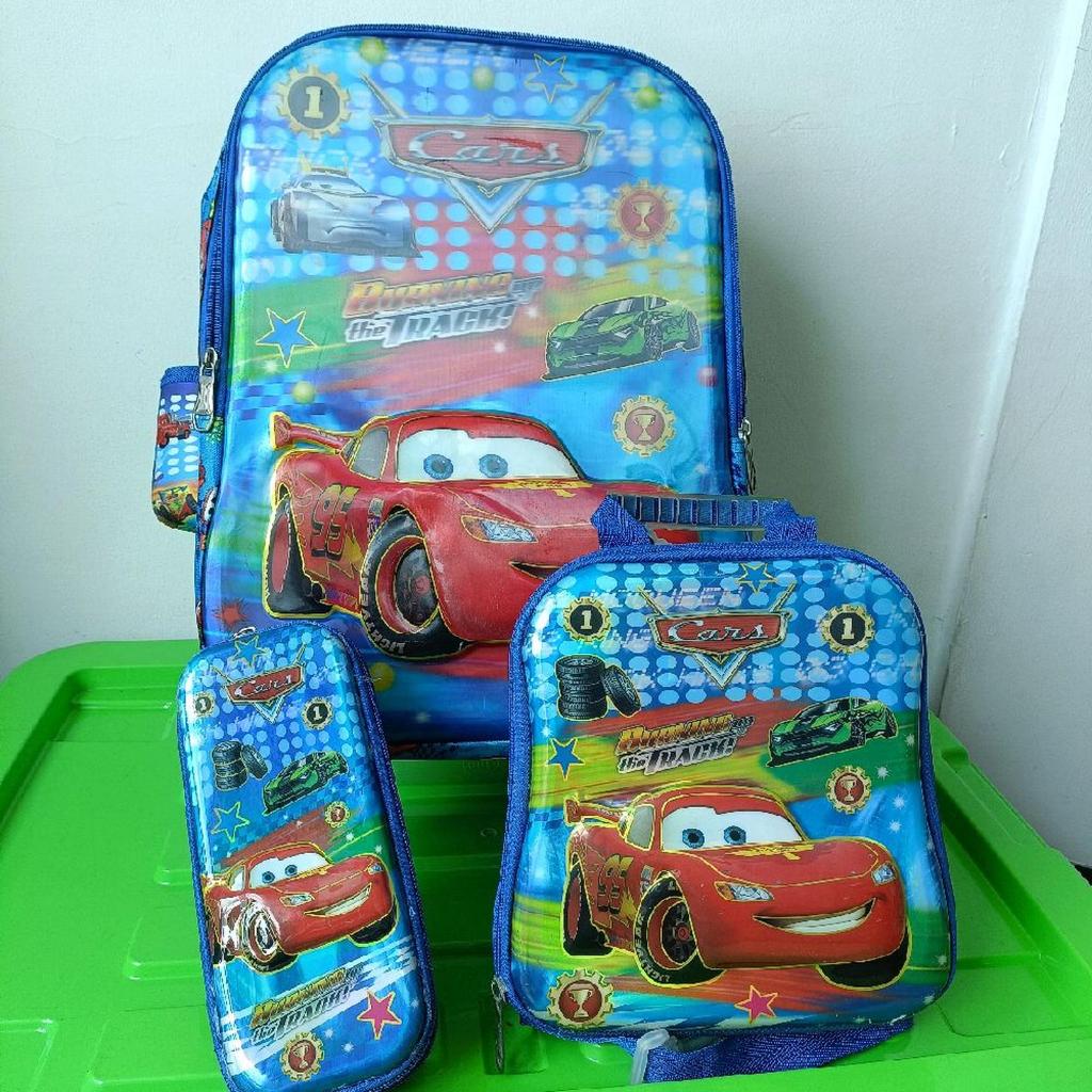 Tas trolley troli sekolah anak set second preloved, Tas anak cowok mcqueencars monogram preloved, ta
