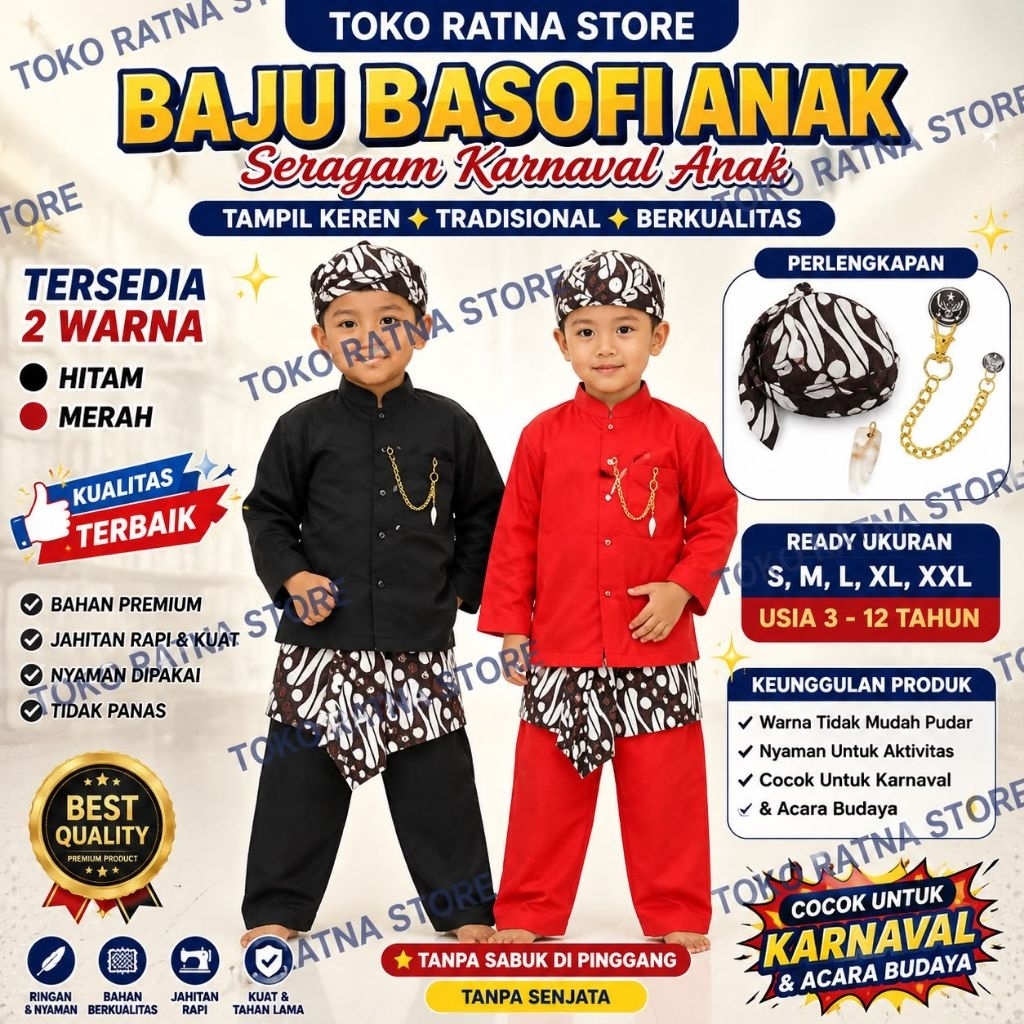 BAJU SETELAN BASOFI ANAK/BAJU ADAT JAWA BASOFI ANAK
