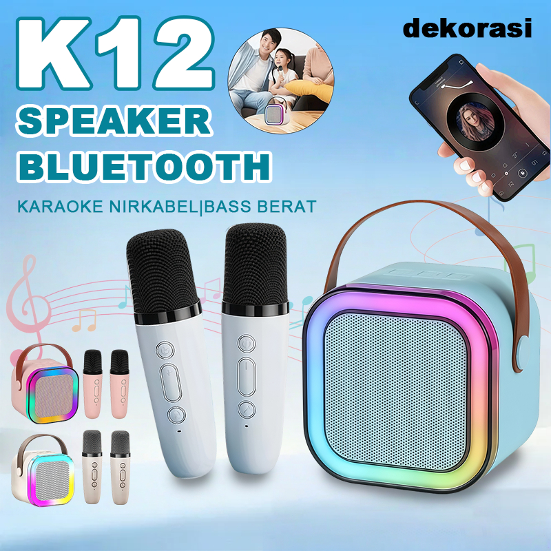 COD Speaker Bluetooth Karaoke 2 Mic Set With Microphone 3D Stereo Amplifier Party Wireless Mini Spea