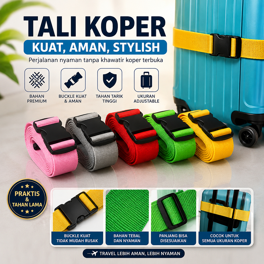 Tali Pengaman Koper / Strap koper / Tali Koper Umroh / Belt Koper |  Webbing Koper original produk