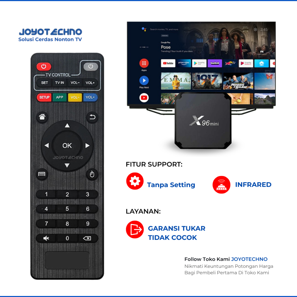 REMOTE TV BOX ANDROID X96 MINI MULTI UNIVERSAL MXQ ACCESSGO HACKER X9 MINI