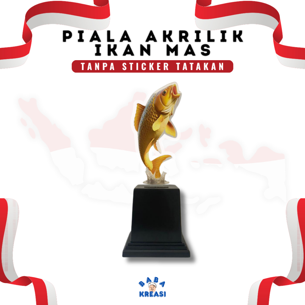 Piala Akrilik Ikan Mas Polos tanpa sticker souvenir Lomba Memancing