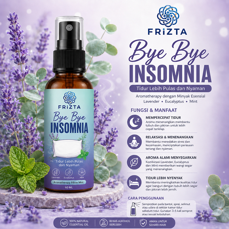 Aromatherapy FRIZTA Pillow Mist Deep Sleep Tidur Pulas dan Tenang Aman Untuk Bayi