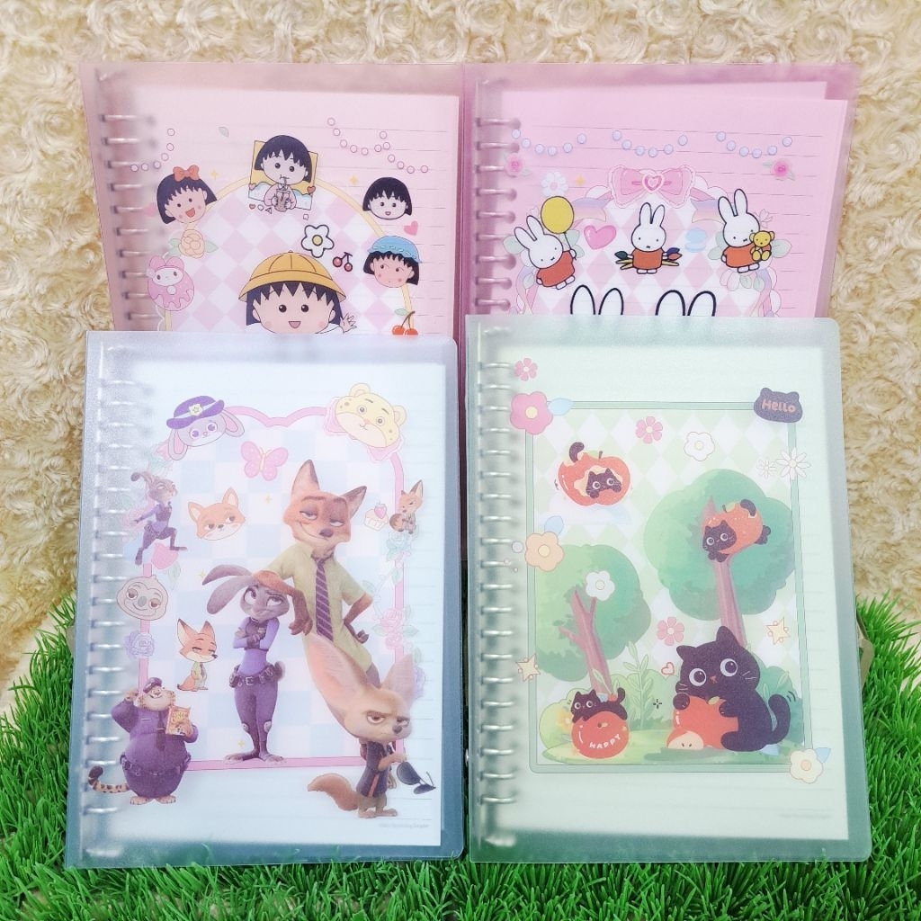 Buku Tulis Zootopia Kucing MB-A5-1228 Binder Miffy Klip Besi 12 Lembar ECER Notes Book Marukochan Mi