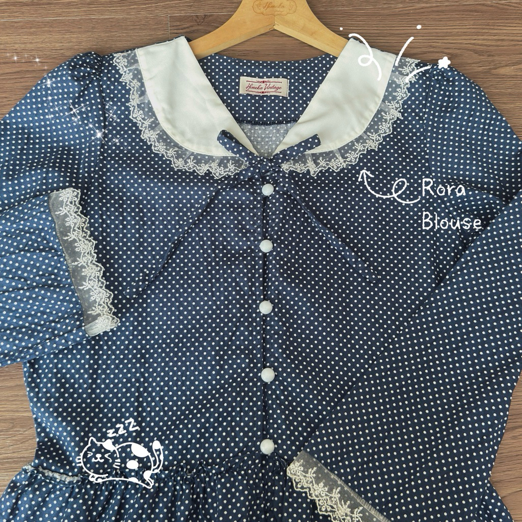 Himeka Vintage | Rora Polkadot Blouse | Blouse Polkadot Katun - Coquette Blouse - Vintage Blouse - C