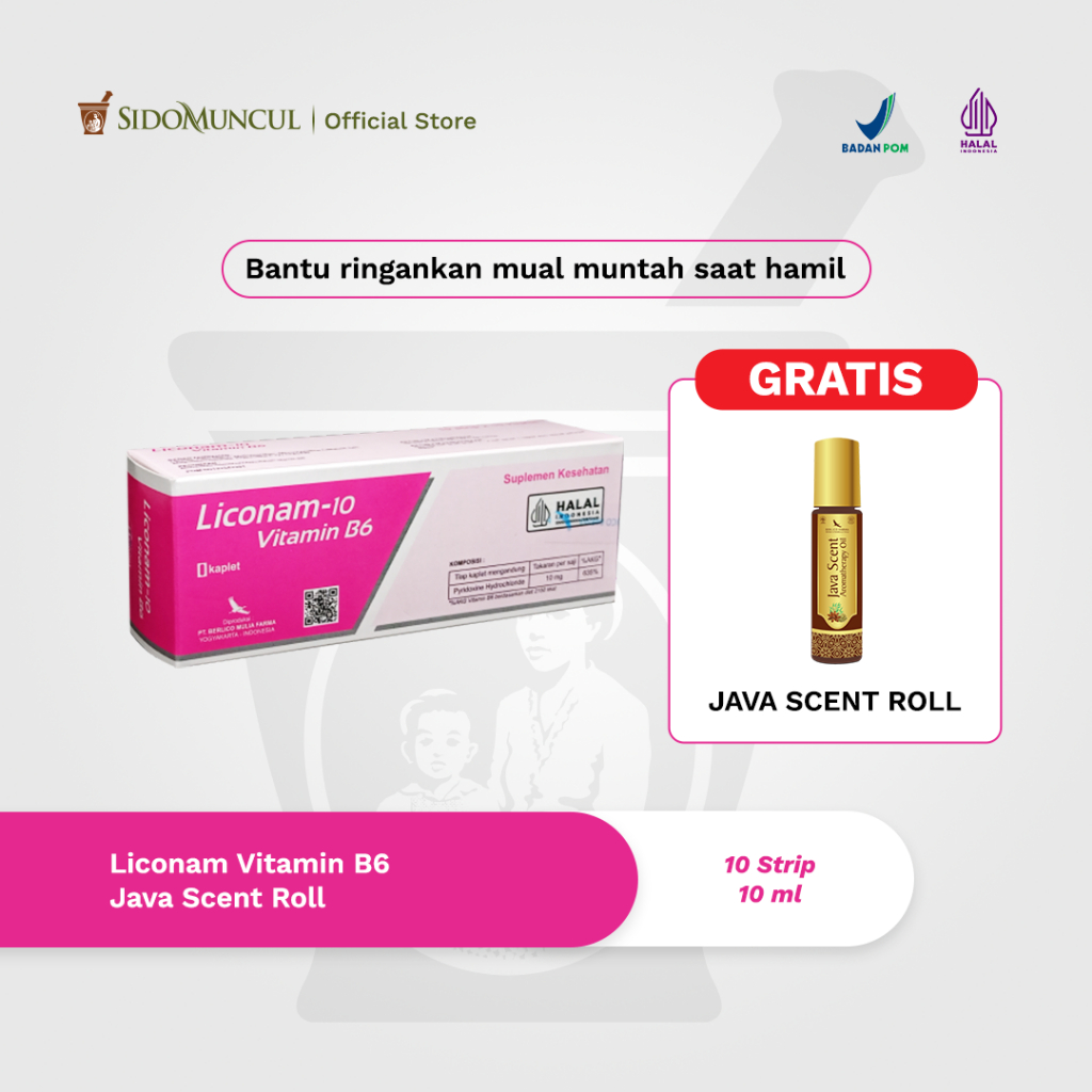 [FREE JAVA SCENT ROLL] Liconam Vitamin B6 (10 Strip) Meringankan Mual Muntah Masa Kehamilan