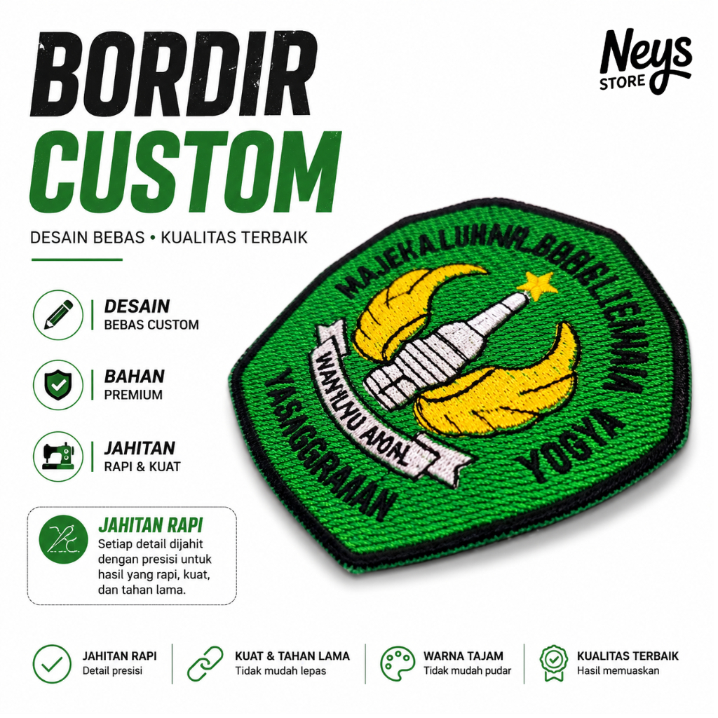 Bordir Custom Logo,emblem,patch Desain Bebas