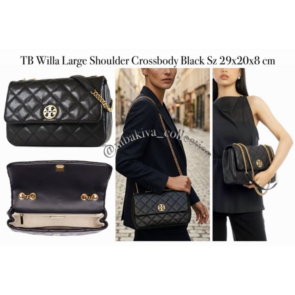 TB Willa Large Shoulder Crossbody Black