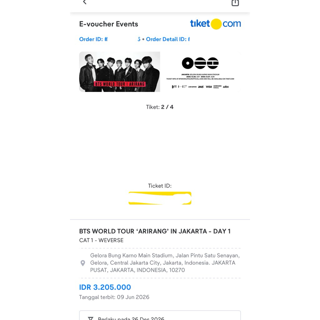 Tiket Konser BTS World Tour Arirang in Jakarta Day1