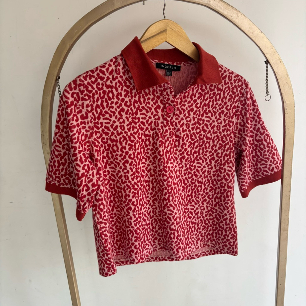 crop top merah leopard