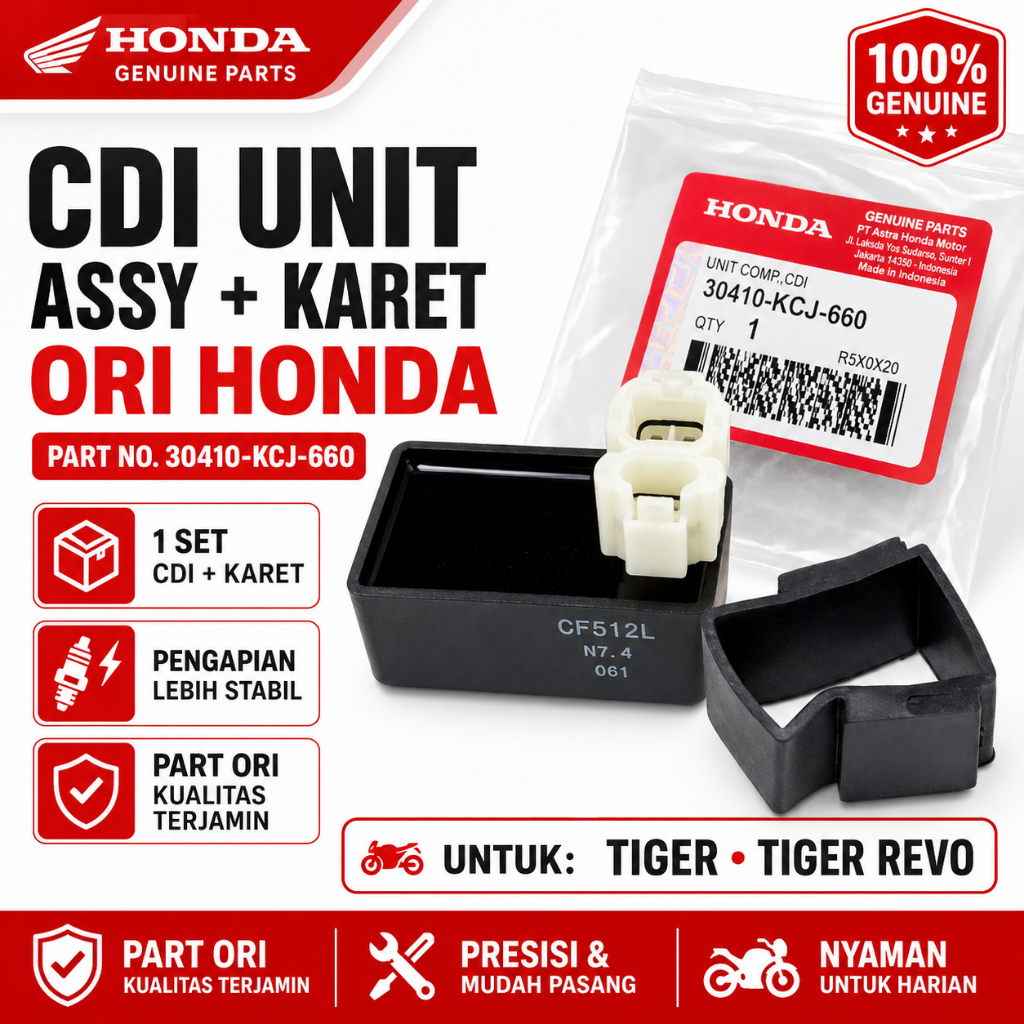 CDI Unit Assy Honda Tiger Tiger Revo Old Plus Karet CDI KCJ 30410-KCJ-660 Lenka Motor Part
