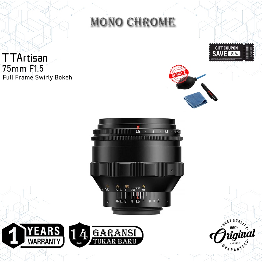 TTArtisan 75mm F1.5 Full Frame Swirly Bokeh Lens for M42-Mount