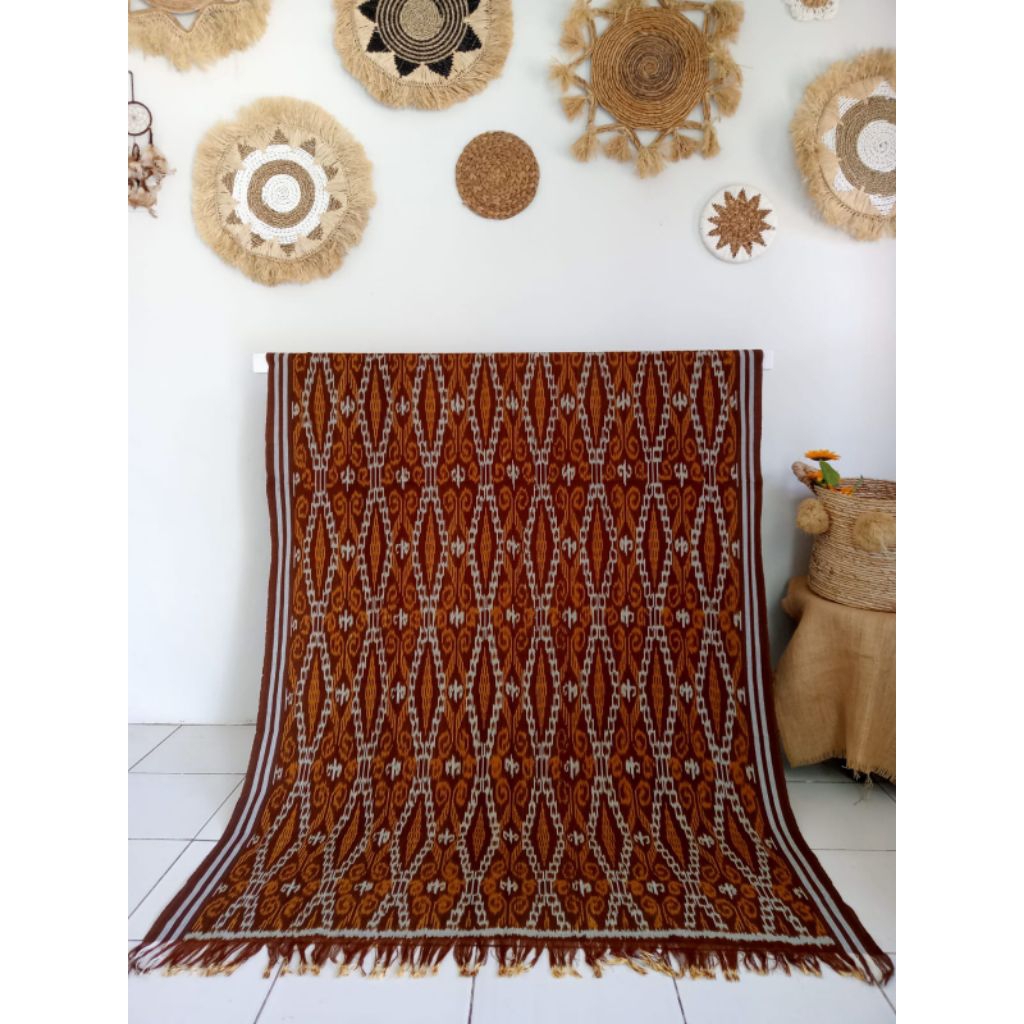 Tenun Sintang Coklat Etnik Premium Tenun Kalbar Coklat