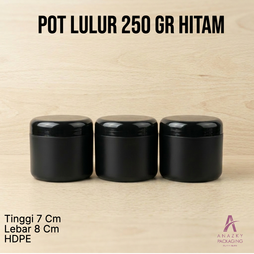 POT LULUR 250 GRAM TINGGI HITAM (KEMASAN 1Kg 12 PCS @Rp 4775)