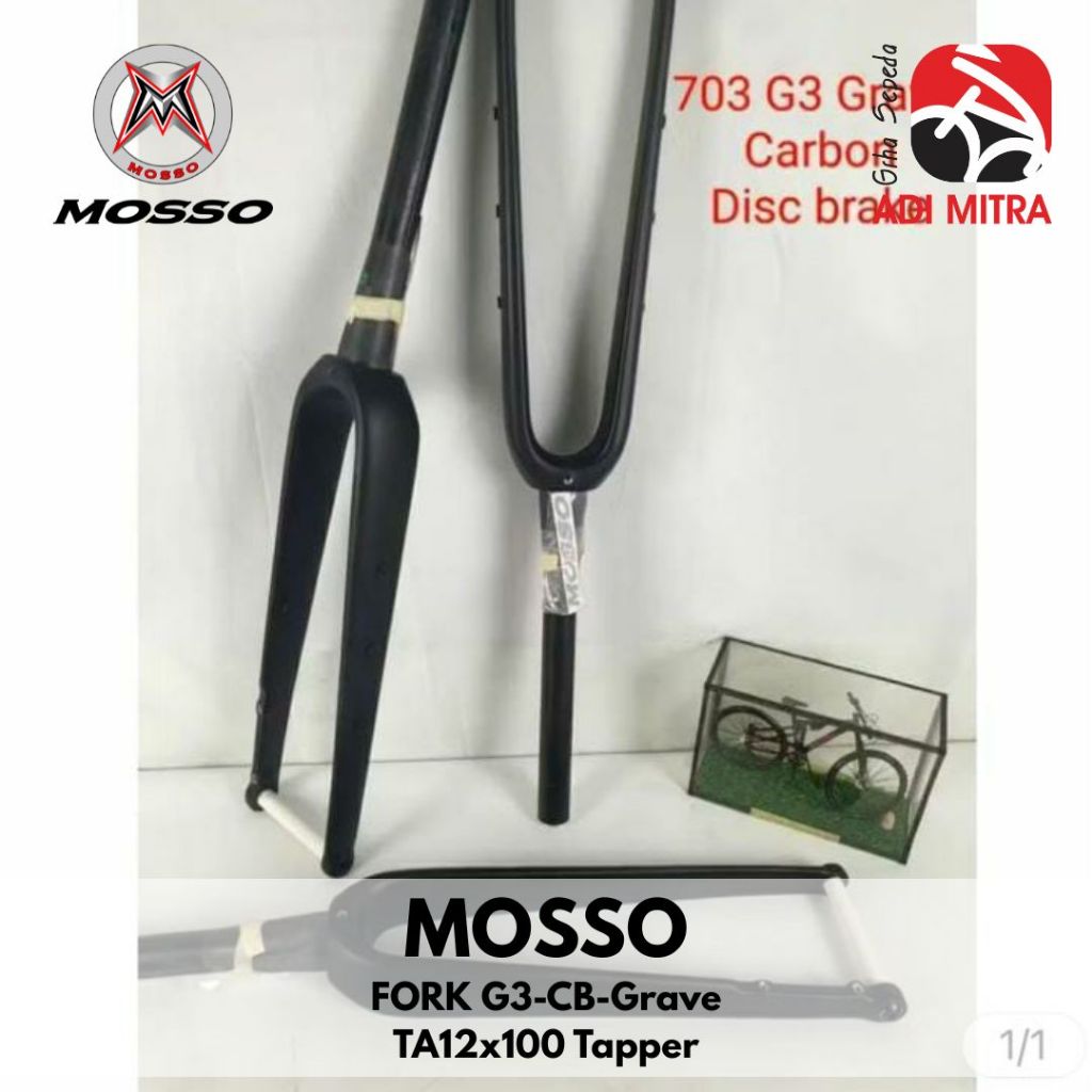 Mosso Fork G3 Carbon TA 12x100 Tapper Black Fork Sepeda Gravel