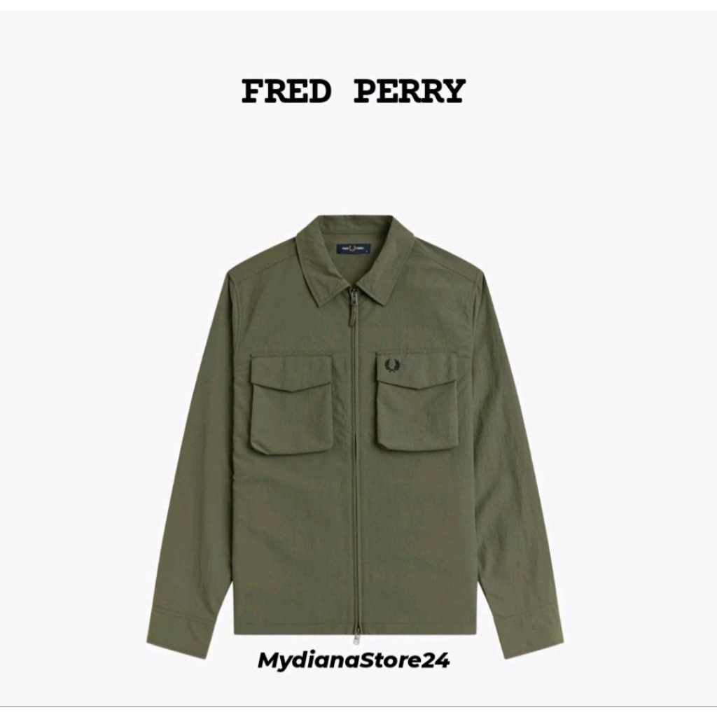 FRED PERRY - FRED PERRY RIPSTOP POCKET OVERSHIRT - LAUREL WREATH GREEN