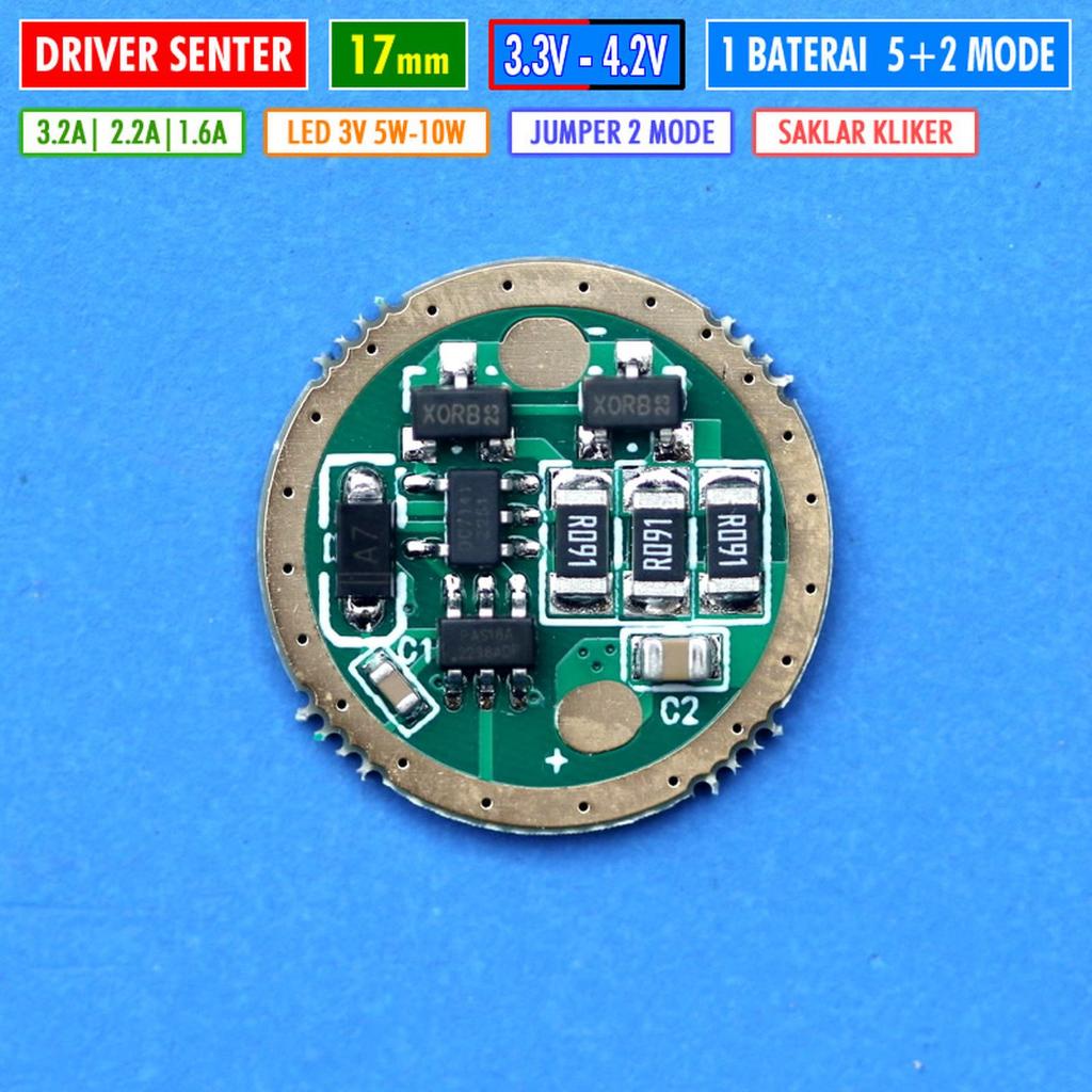 Driver Senter 17mm 3A 5 Mode Driver Led 10W 5W Yinding Cree T6 XML XPL XPG XTE SST Osram Driver Sent