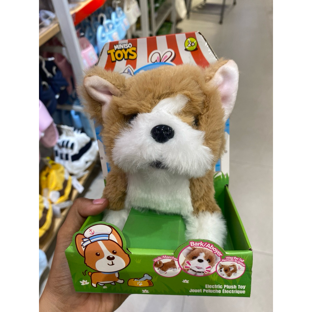Miniso Mainan Anak Boneka anjing ada suara dan bisa bergerak (Walking Electric Plush Toy With Sound 