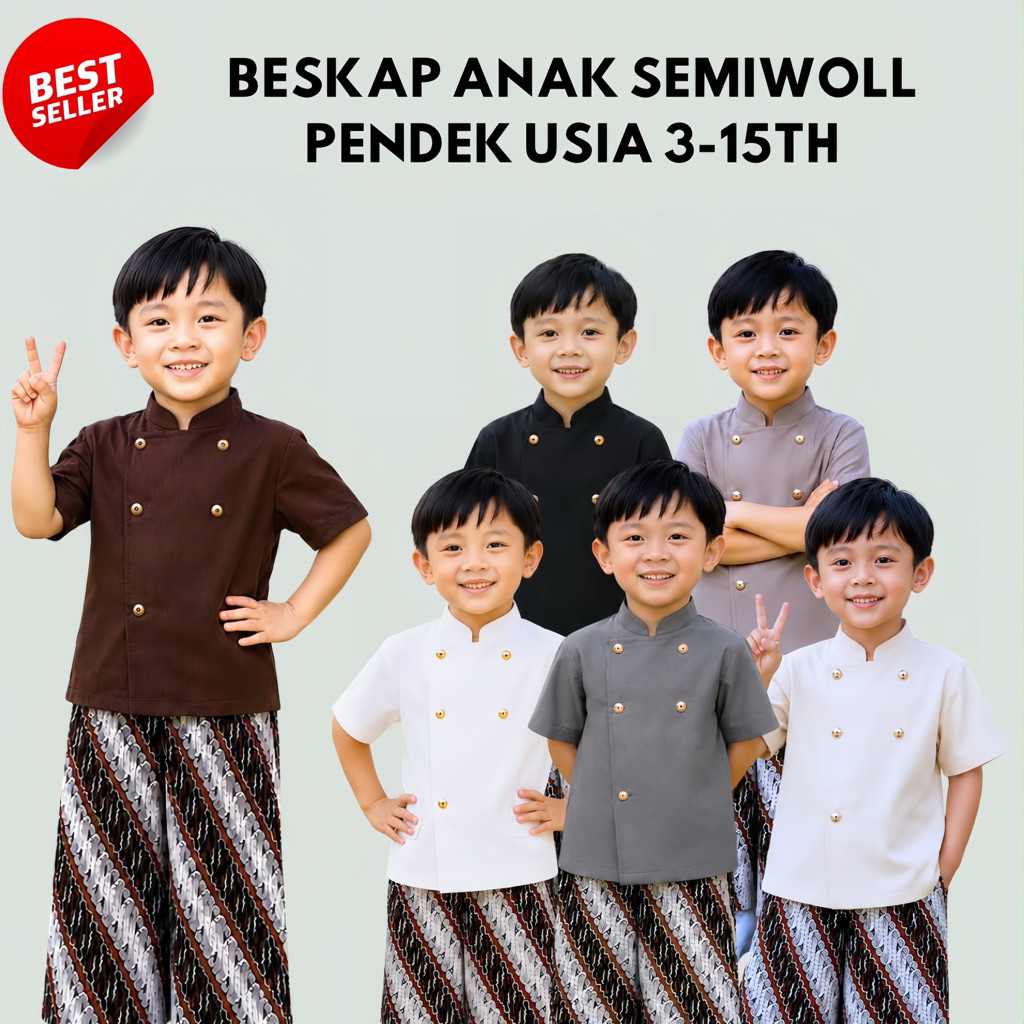 BESKAP ANAK SEMIWOLL SETELAN ANAK BESKAP LAKI LAKI BESKAP PREMIUM LENGAN PENDEK
